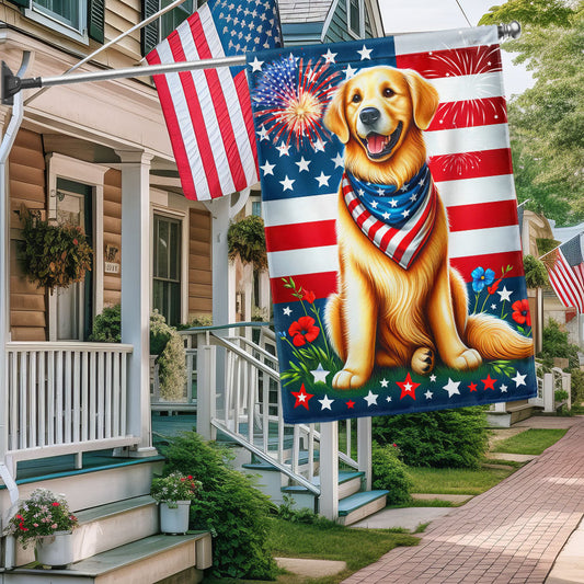 Golden Retriever 250 Years Of America Flag Patriotic Home Decorations - Pvr