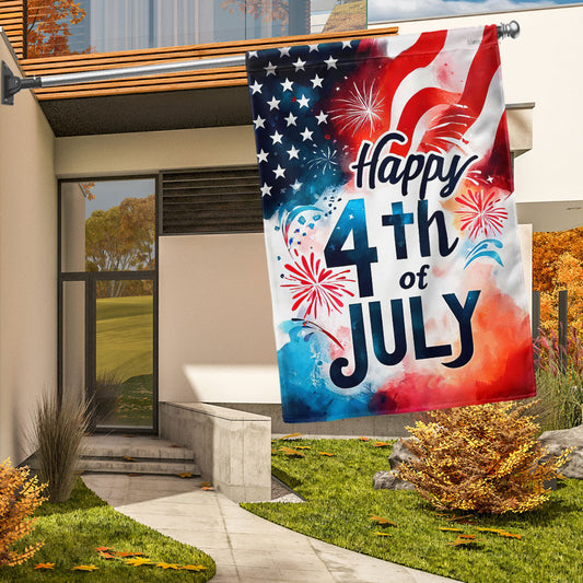 Happy 4th Of July Independence Day American Flag Patriotic Porch Decoration - Pvr