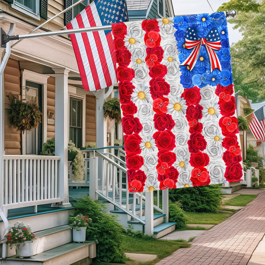 Happy 4th Of July Independence Day Floral American Flag Patriotic Home Decor - Pvr