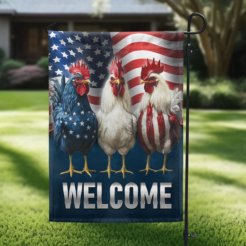 USA 250Th Anniversary Chicken Flag American Farm Flag Patriotic Decorations - Pvr