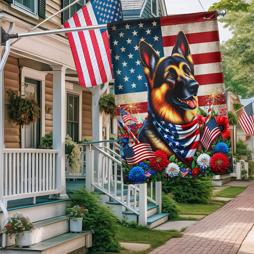 USA 250Th Anniversary Flag With German Shepherd Flag Patriotic Decorations - Pvr
