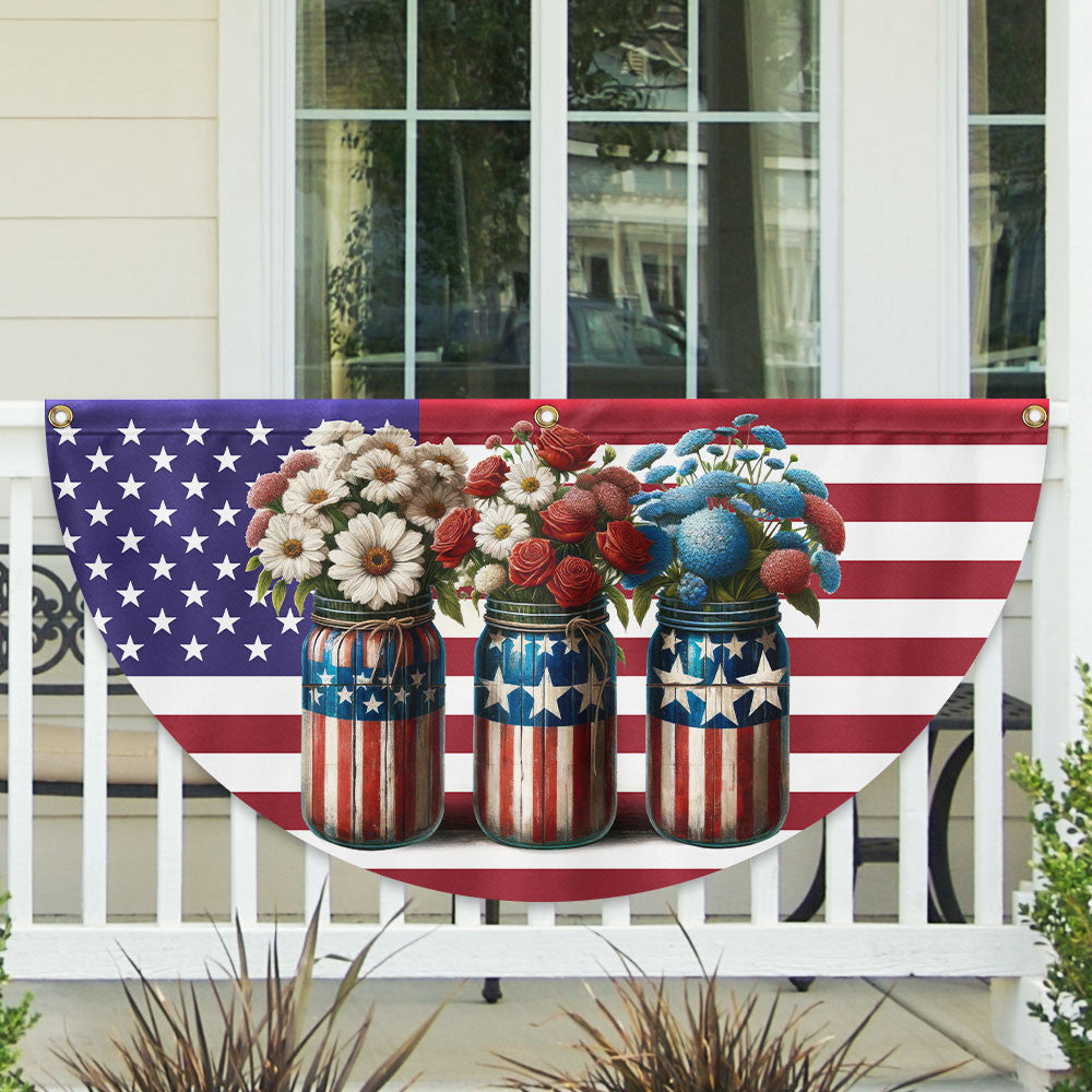 America 250 Years Flower Fan Flag 1776 2026 Merch Patriotic Outdoor Decor - Pvr