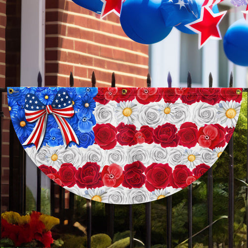 America 250Th Anniversary Floral Fan Flag Happy 4th Of July Flag Patriotic Home Decor - Pvr