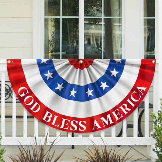 Happy 4th Of July God Bless America Fan Flag Patriotic Porch Decoration - Pvr