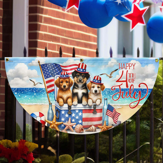 Happy 4th Of July Patriotic Dogs American Fan Flag Patriotic Porch Decorations - Pvr
