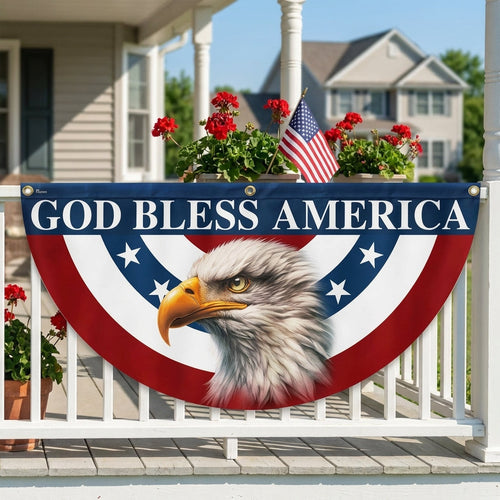 USA 250 Years Of Freedom Fan Flag Patriotic Eagle God Bless America Outdoor Decor - Pvr
