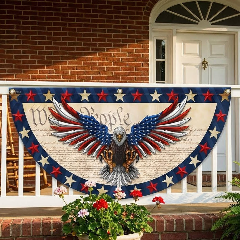 USA 250 Years Of Freedom Fan Flag We The People Patriotic Eagle Home Decor - Pvr