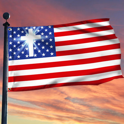 Celebrating USA 250 Flag Christian Cross American Home Decor Patriotic Gifts - Pvr