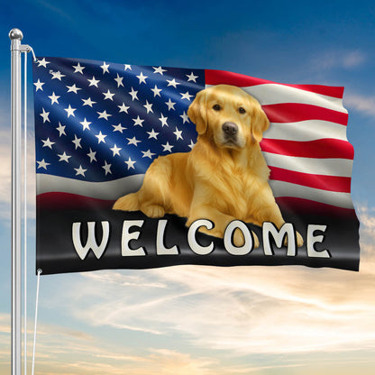 Golden Retriever Patriotic Dog American Grommet Flag Patriotic Porch Decoration - Pvr
