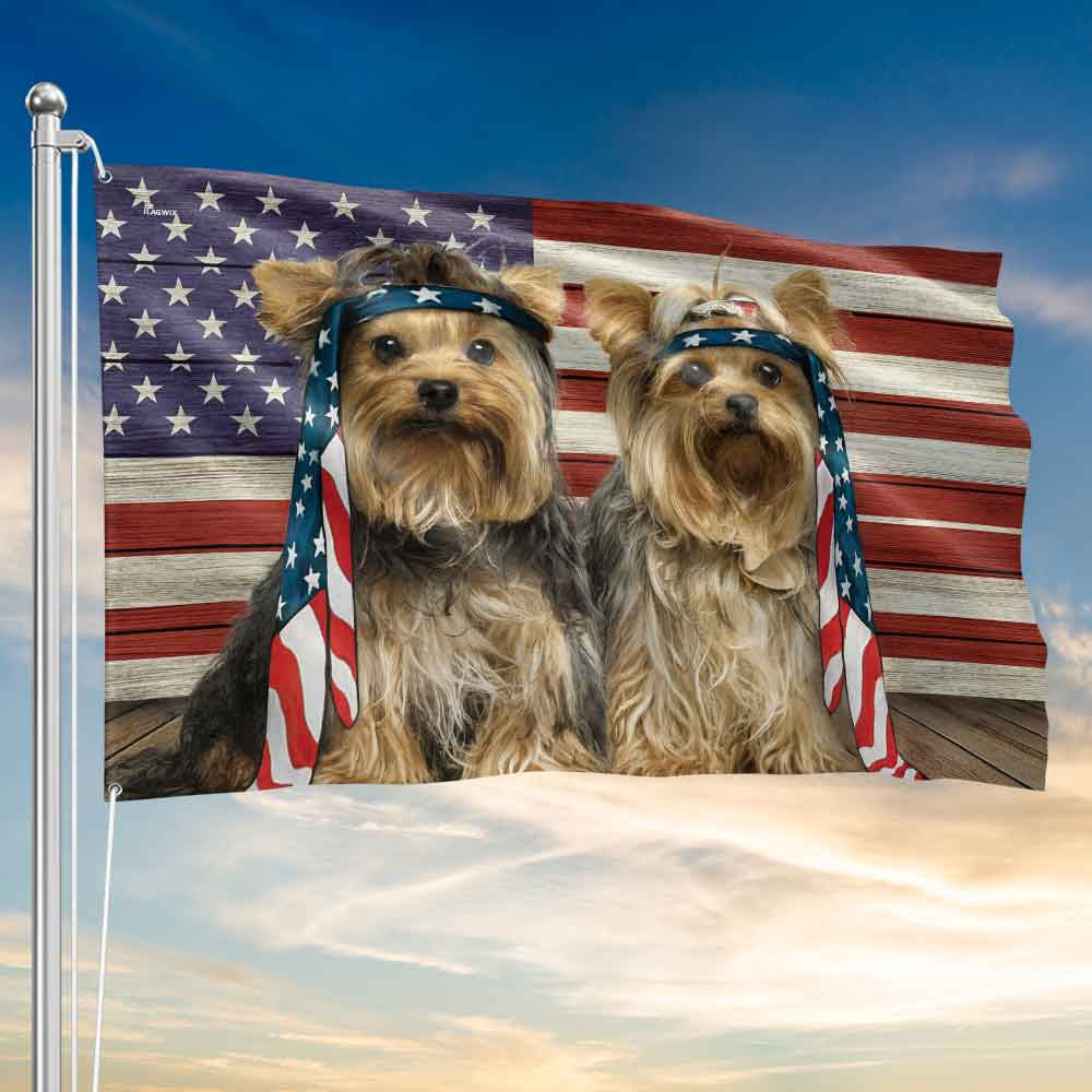 USA 250 Years Of Freedom Flag Yorkshire Terrier Dog Flag Gifts For Patriotic Decor - Pvr