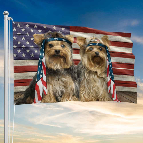 USA 250 Years Of Freedom Flag Yorkshire Terrier Dog Flag Gifts For Patriotic Decor - Pvr