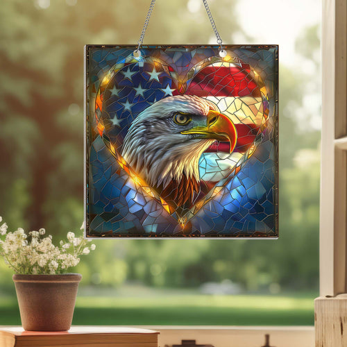 American Patriotic Eagle Suncatcher 4Th Of July Home Decor Patriotic Gifts - Pvr