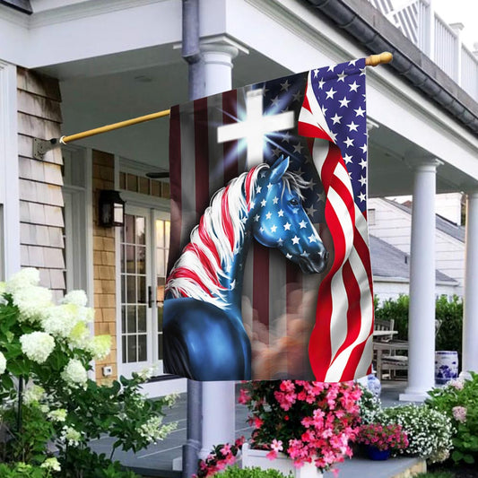 USA 250 Years Of Freedom Horse Flag Christian Cross Home Decor Gift Ideas - Pvr
