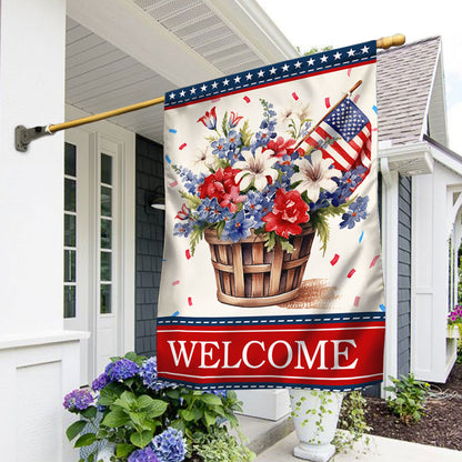 Welcome 4th Of July Floral Flag 250 Years Of America Garden Decor Patriotic Gifts - Pvr