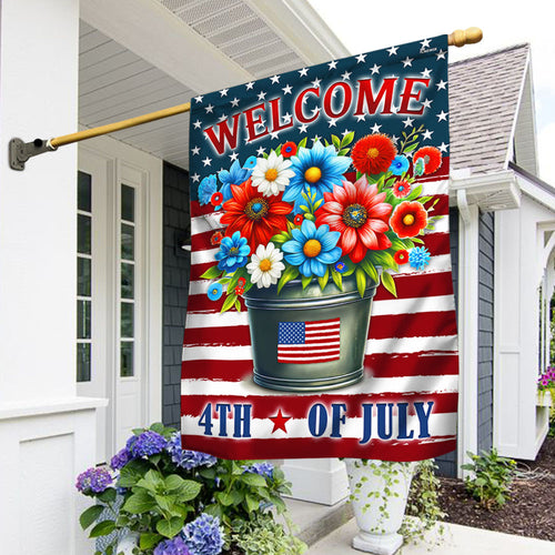 Welcome 4th Of July Floral Flag 250 Years Of America Home Decor Patriotic Gifts - Pvr