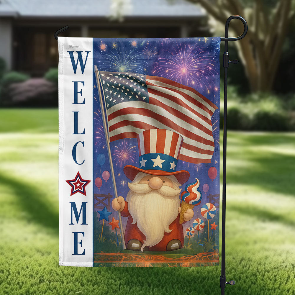 Welcome 4th Of July Gnome Flag 250 Years Of America Home Decor Patriotic Gifts - Pvr