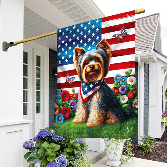 Yorkshire Terrier Dog America 250 Years Flag 4Th Of July Garden Decor Patriotic Gifts - Pvr