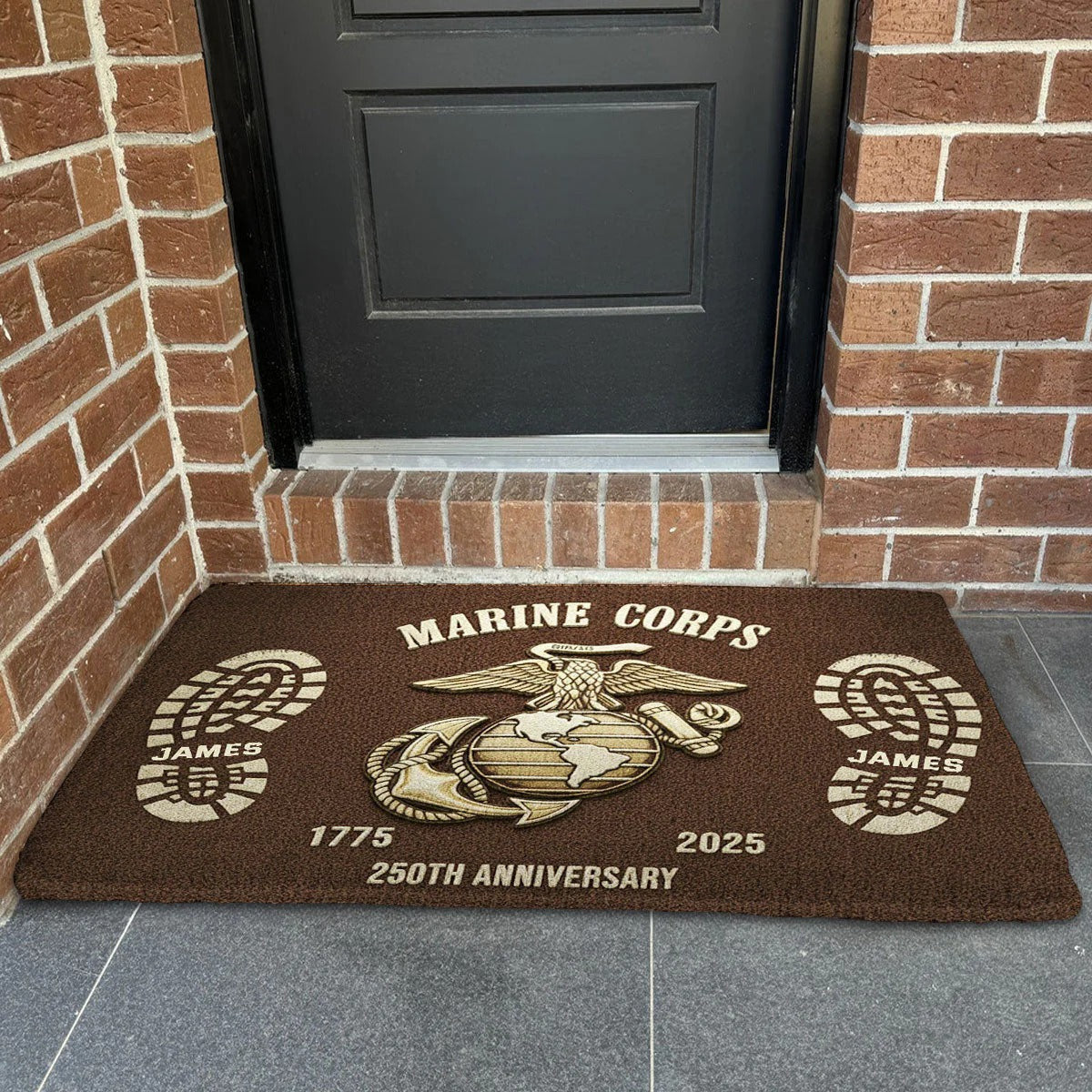 Custom US Marine Corps Doormat 250th Anniversary Outdoor Decor Patriotic Gift For Family - Pvr