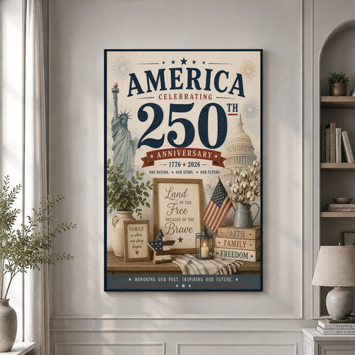 USA America 250th Poster July 4 1776 2026 July 4 Home Decor Patriotic Gifts For Men - Pvr