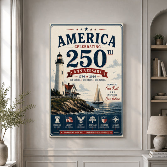 America Celebrating 250th Anniversary Poster 1776 2026 Merch Home Decor - Pvr
