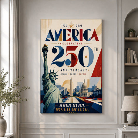 America Celebrating 250th Anniversary Poster 4Th Of July Home Decor - Pvr