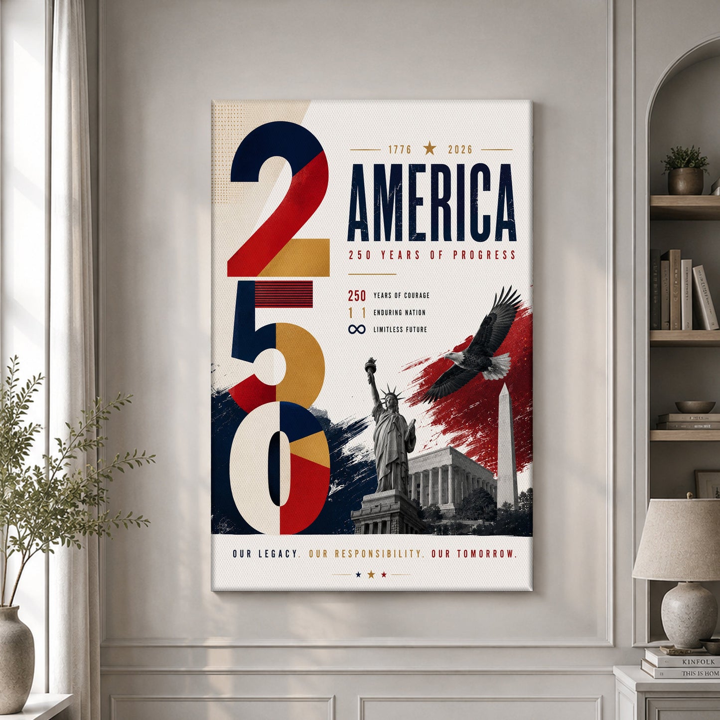 America 250 Anniversary Poster 1776–2026 Home Decor Unique Patriotic Gifts - Pvr