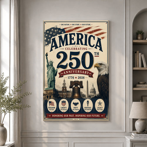 250 Years Of American Pride Patriotic Commemorative Poster Patriotic Home Decor - Pvr