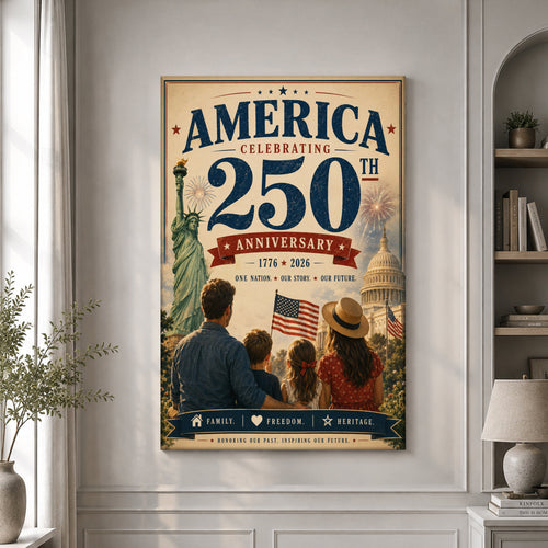 USA 250 Years Strong Poster 250 Years Of Defending Liberty Wall Decor Patriotic Gifts For Her - Pvr