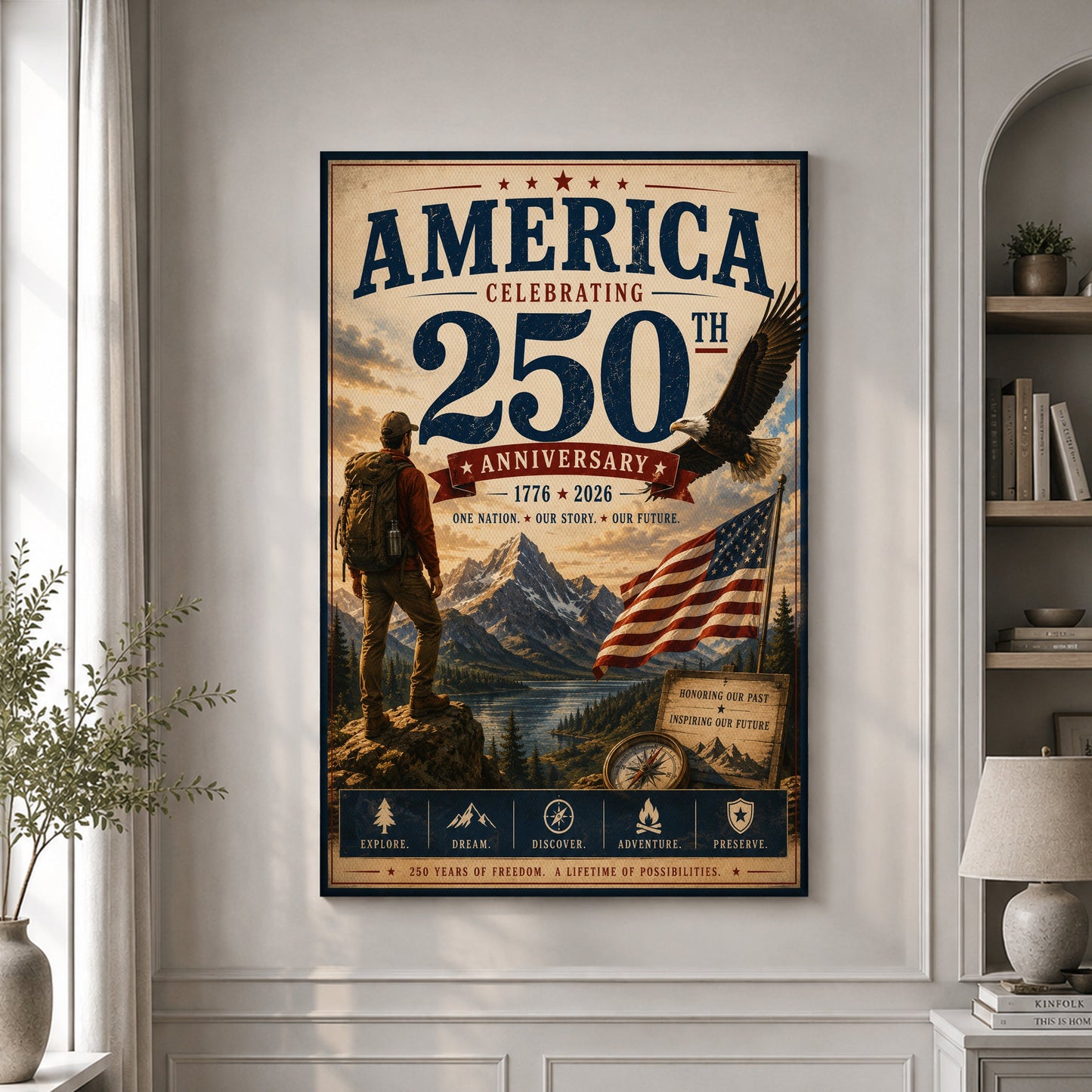 USA America 250th Poster A Lifetime Of Possibilities Home Decor Gifts For A Patriotic Person - Pvr
