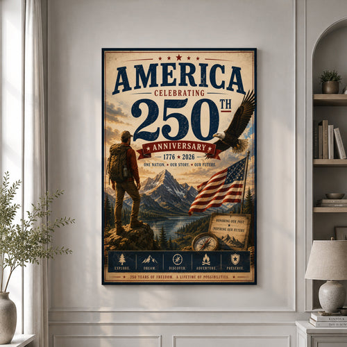 USA America 250th Poster A Lifetime Of Possibilities Home Decor Gifts For A Patriotic Person - Pvr