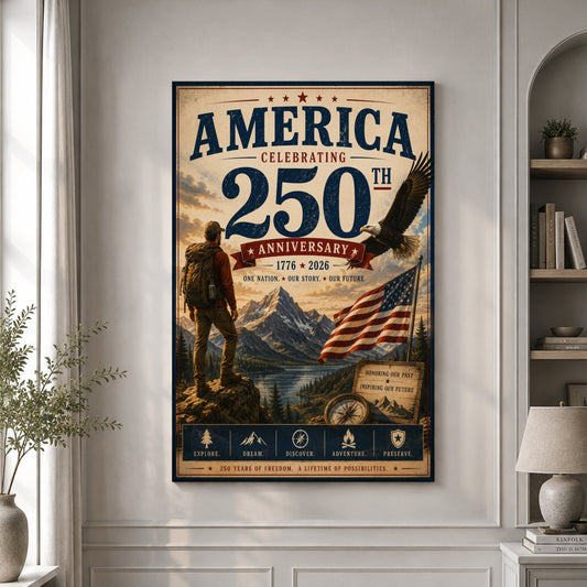 USA America 250th Poster A Lifetime Of Possibilities Home Decor Gifts For A Patriotic Person - Pvr