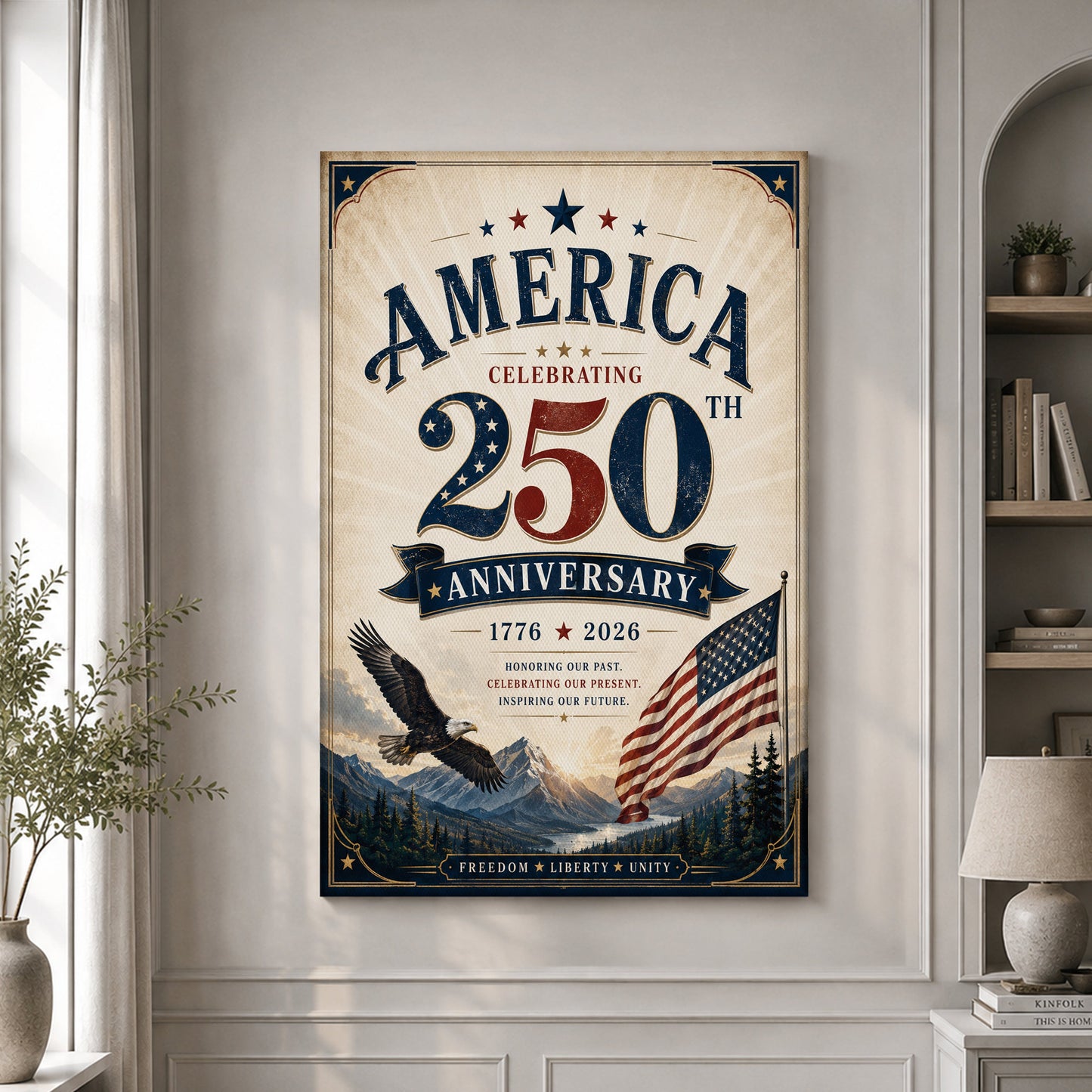 USA America 250th Poster America 250Th Anniversary Home Decor Gifts For A Patriotic Person - Pvr