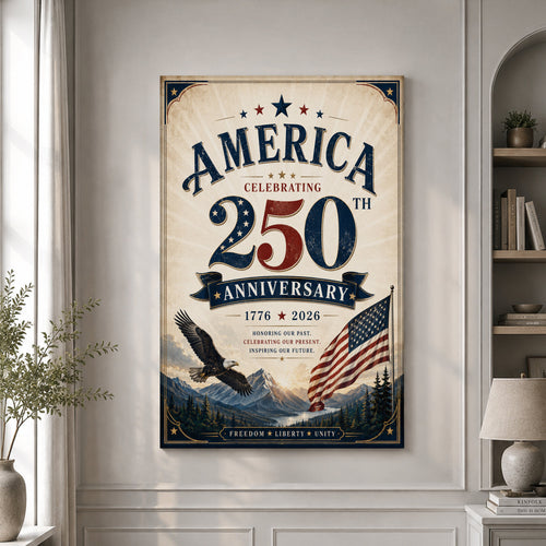 USA America 250th Poster America 250Th Anniversary Home Decor Gifts For A Patriotic Person - Pvr