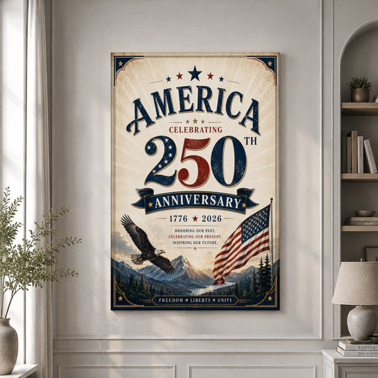 USA America 250th Poster America 250Th Anniversary Home Decor Gifts For A Patriotic Person - Pvr