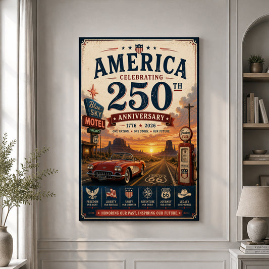 USA America 250th Poster America Celebrating 1776 2026 Home Decor Patriotic Gifts - Pvr