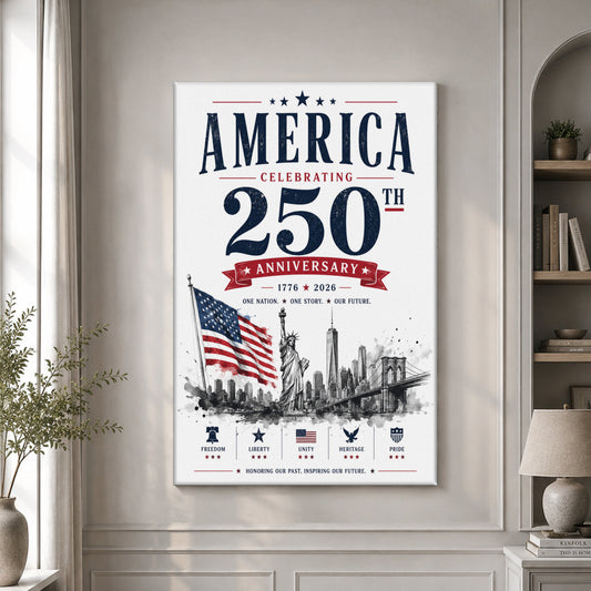 USA America 250th Poster American 250 Years Birthday Patriotic Home Decor - Pvr