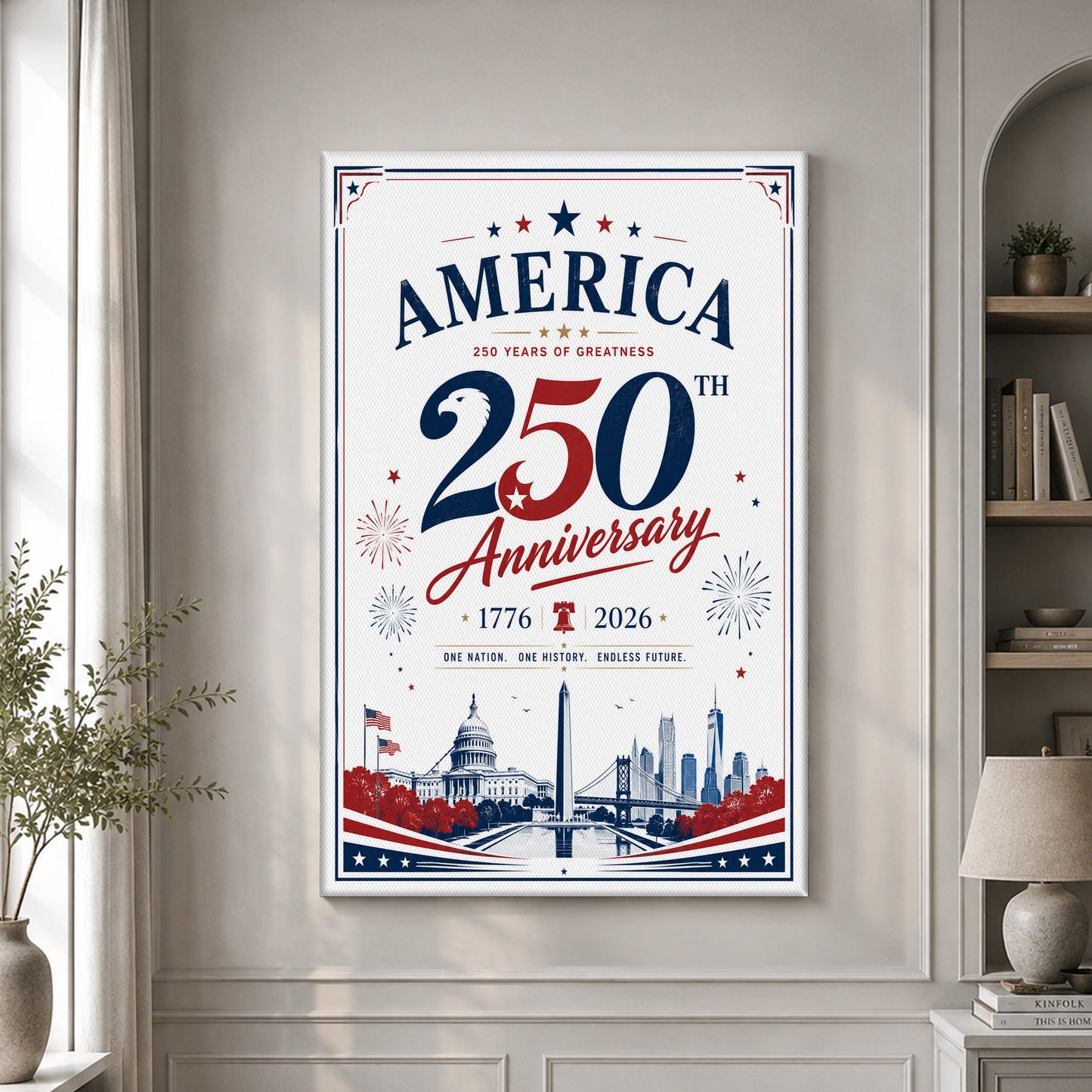 USA America 250th Poster American 250 Years Birthday Wall Decor Patriotic Gift For Veterans - Pvr