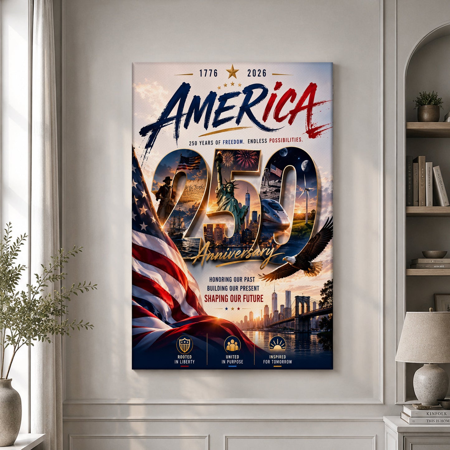 USA America 250th Poster Endless Possibilities 1776 2026 Home Decor Unique Patriotic Gifts - Pvr