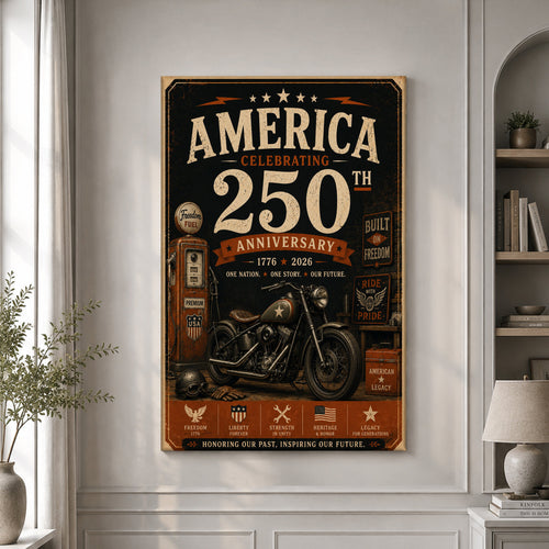 USA America 250th Poster Honoring Our Past Inspiring Our Future Wall Art Patriotic Gifts - Pvr