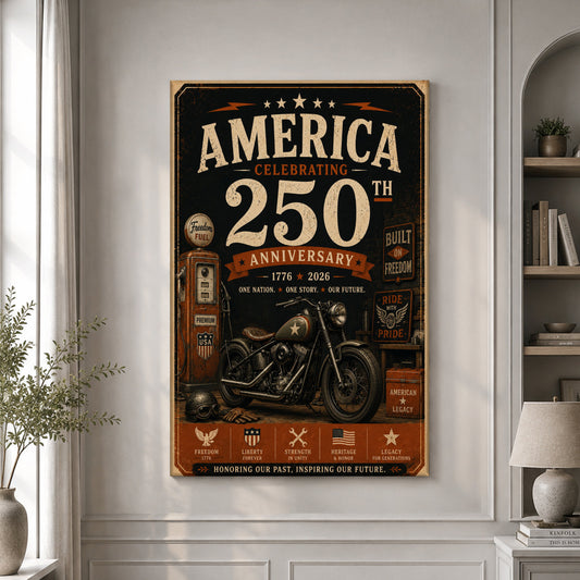 USA America 250th Poster Honoring Our Past Inspiring Our Future Wall Art Patriotic Gifts - Pvr