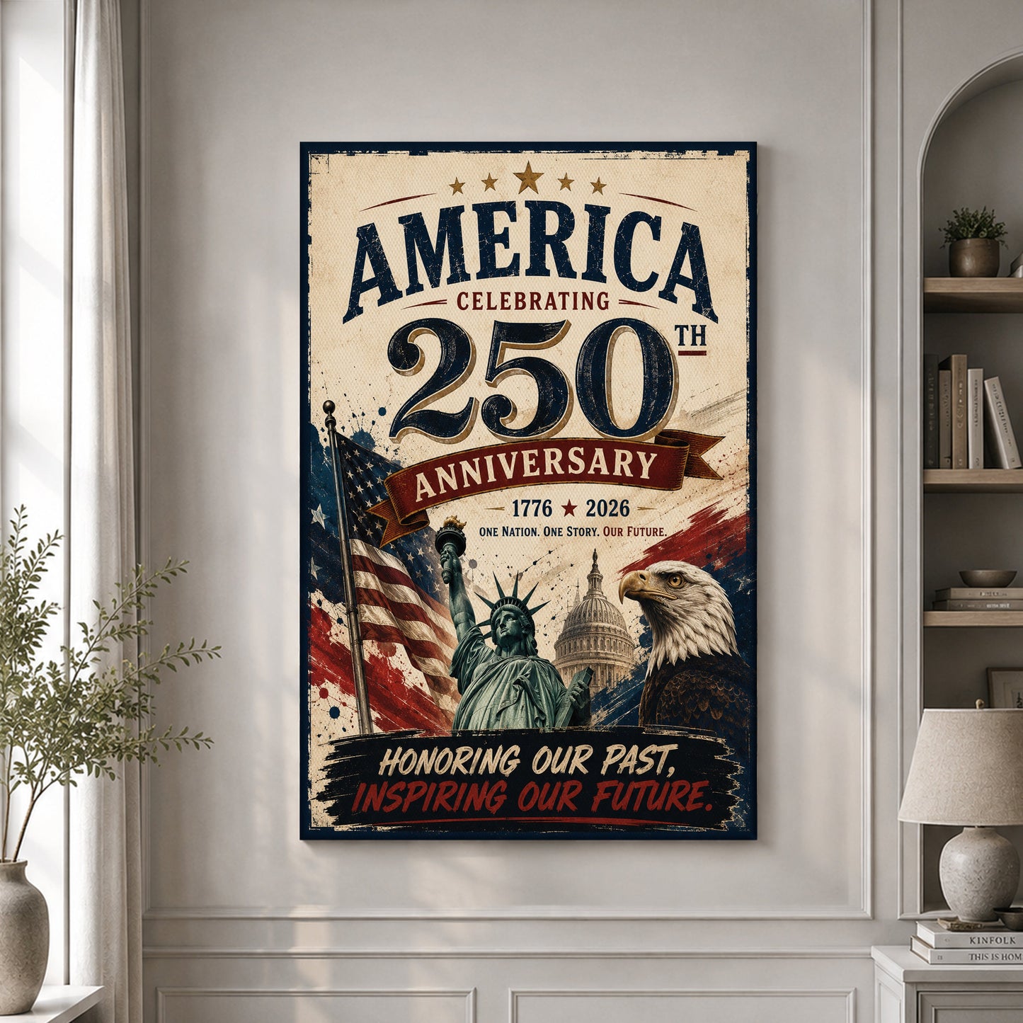 USA America 250th Poster Independence Day 2026 Home Decor Unique Patriotic Gifts - Pvr