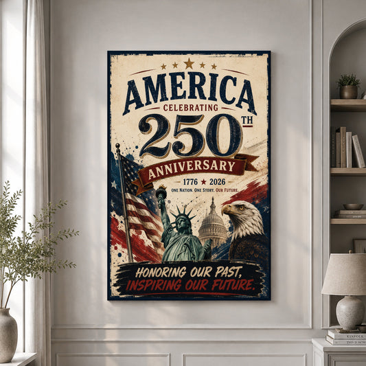 USA America 250th Poster Independence Day 2026 Home Decor Unique Patriotic Gifts - Pvr