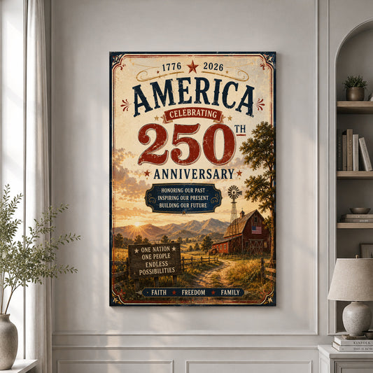 USA America 250th Poster One Nation One People Endless Possibilities Wall Decor Patriotic Gift - Pvr
