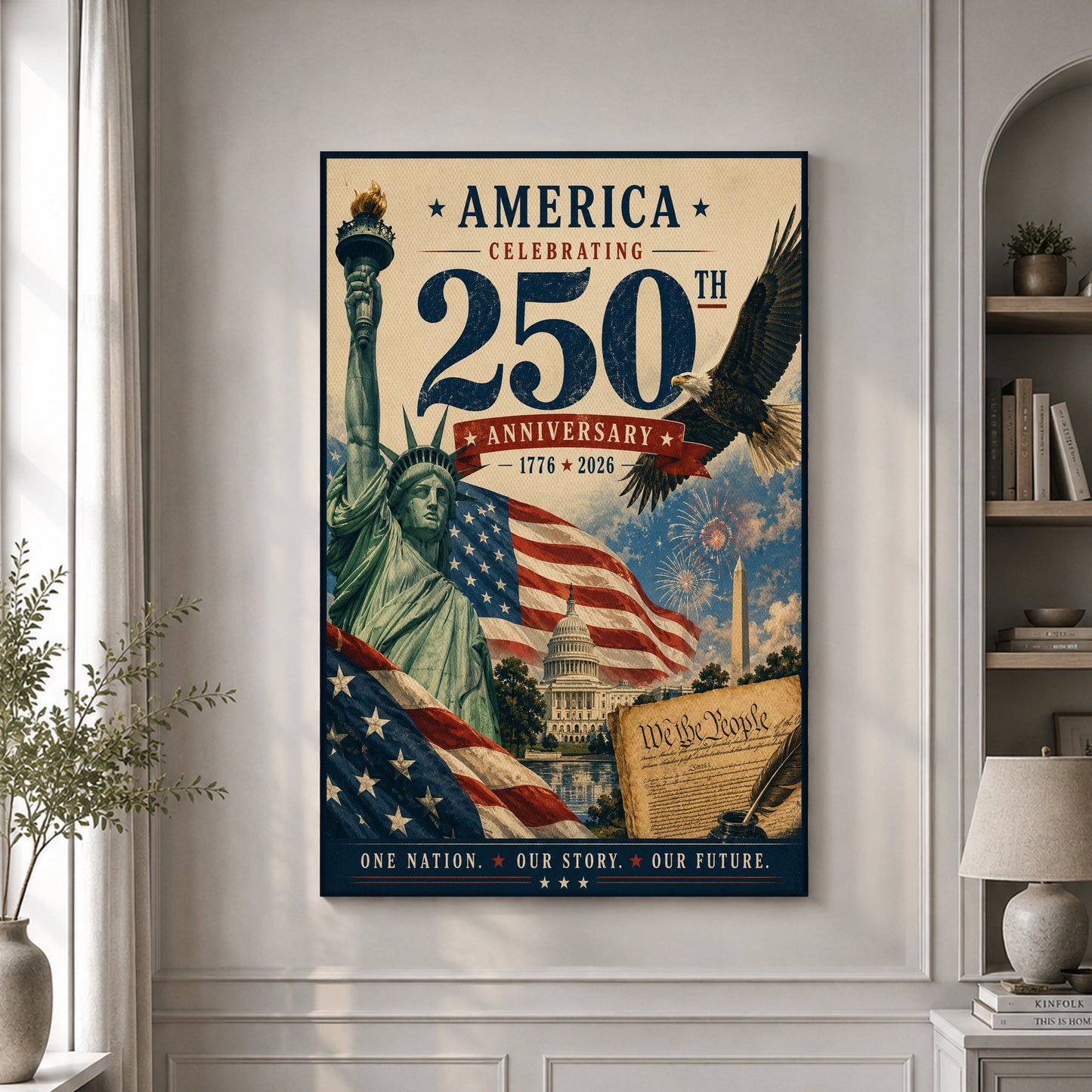 USA America 250th Poster Proud Military Patriotic Wall Decor Patriotic Gifts Ideas - Pvr