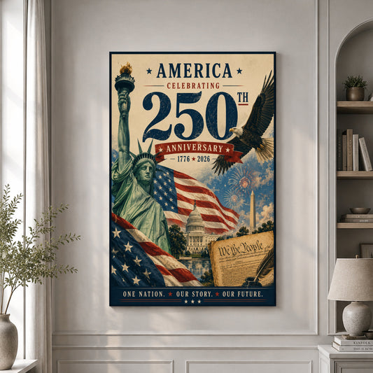 USA America 250th Poster Proud Military Patriotic Wall Decor Patriotic Gifts Ideas - Pvr
