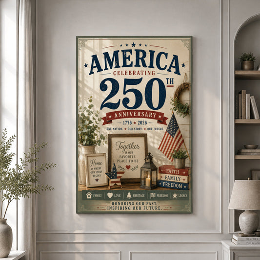 USA America 250th Poster USA 250 Years Of Defending Liberty Wall Decor Best Patriotic Gift - Pvr