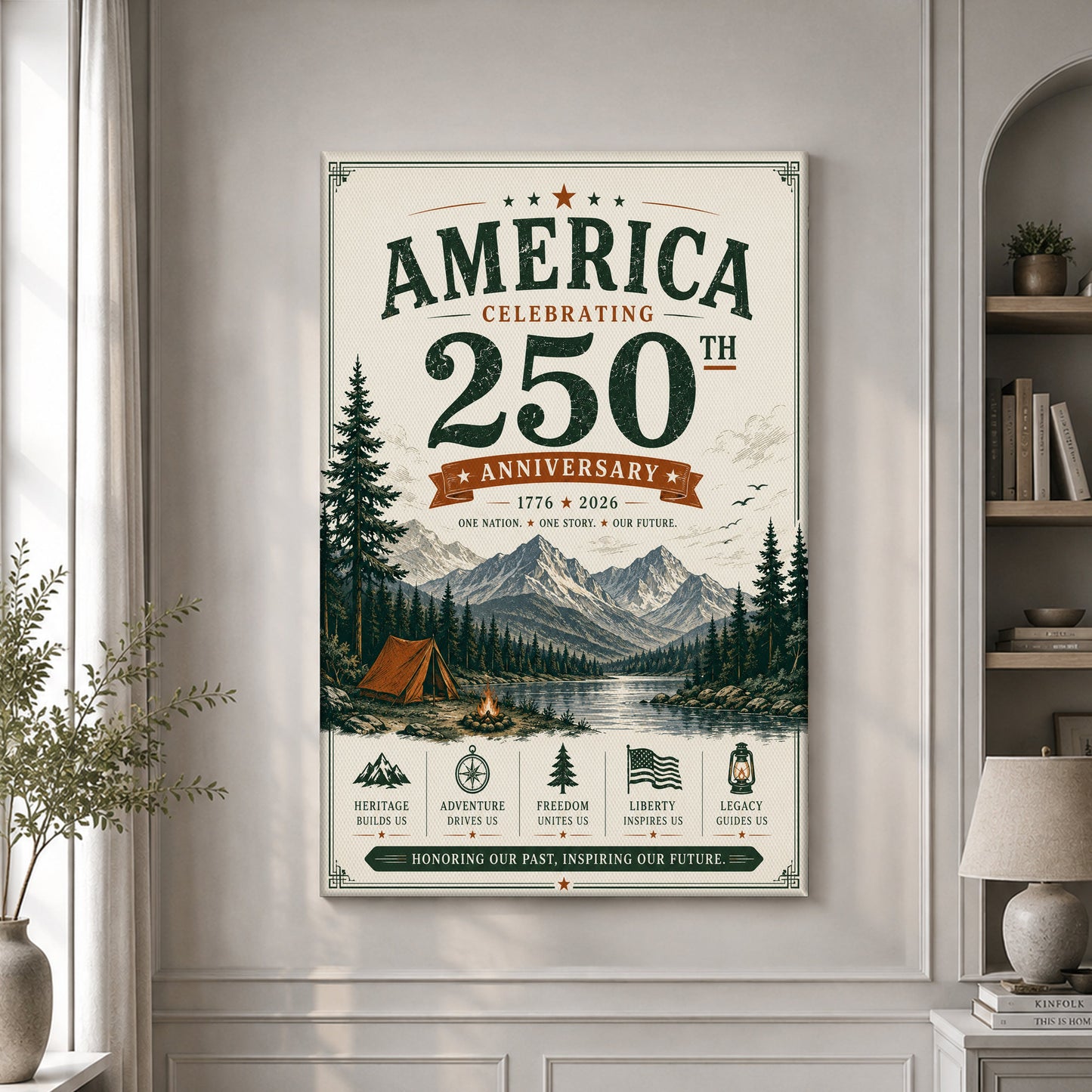 USA America 250th Poster USA 250 Years Of Freedom Home Decor Gift For 4Th Of July - Pvr
