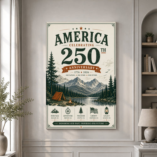 USA America 250th Poster USA 250 Years Of Freedom Home Decor Gift For 4Th Of July - Pvr