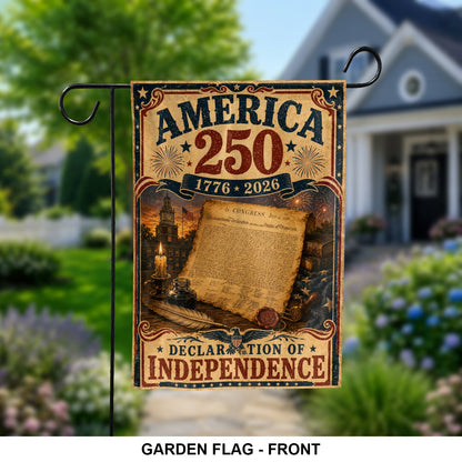 America 250 Years Flag Declaration Of Independence Patriotic Outdoor Decor - Pvr