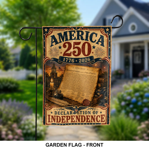 America 250 Years Flag Declaration Of Independence Patriotic Outdoor Decor - Pvr